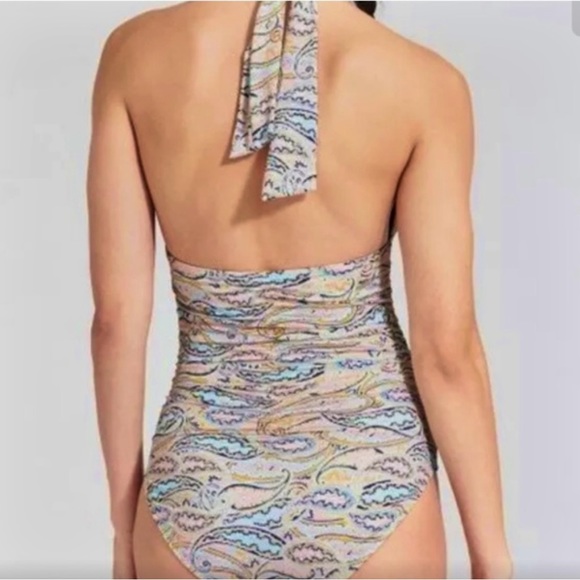Athleta Aqualuxe Halter One Piece Paisley - Picture 2 of 5